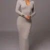 Grey Bellinda Collar Maxi Dress
