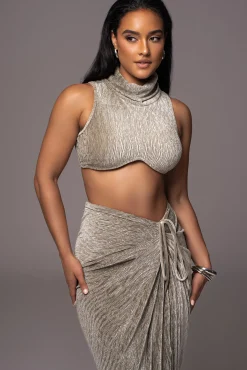 Grey Chosen One Velvet Skirt Set