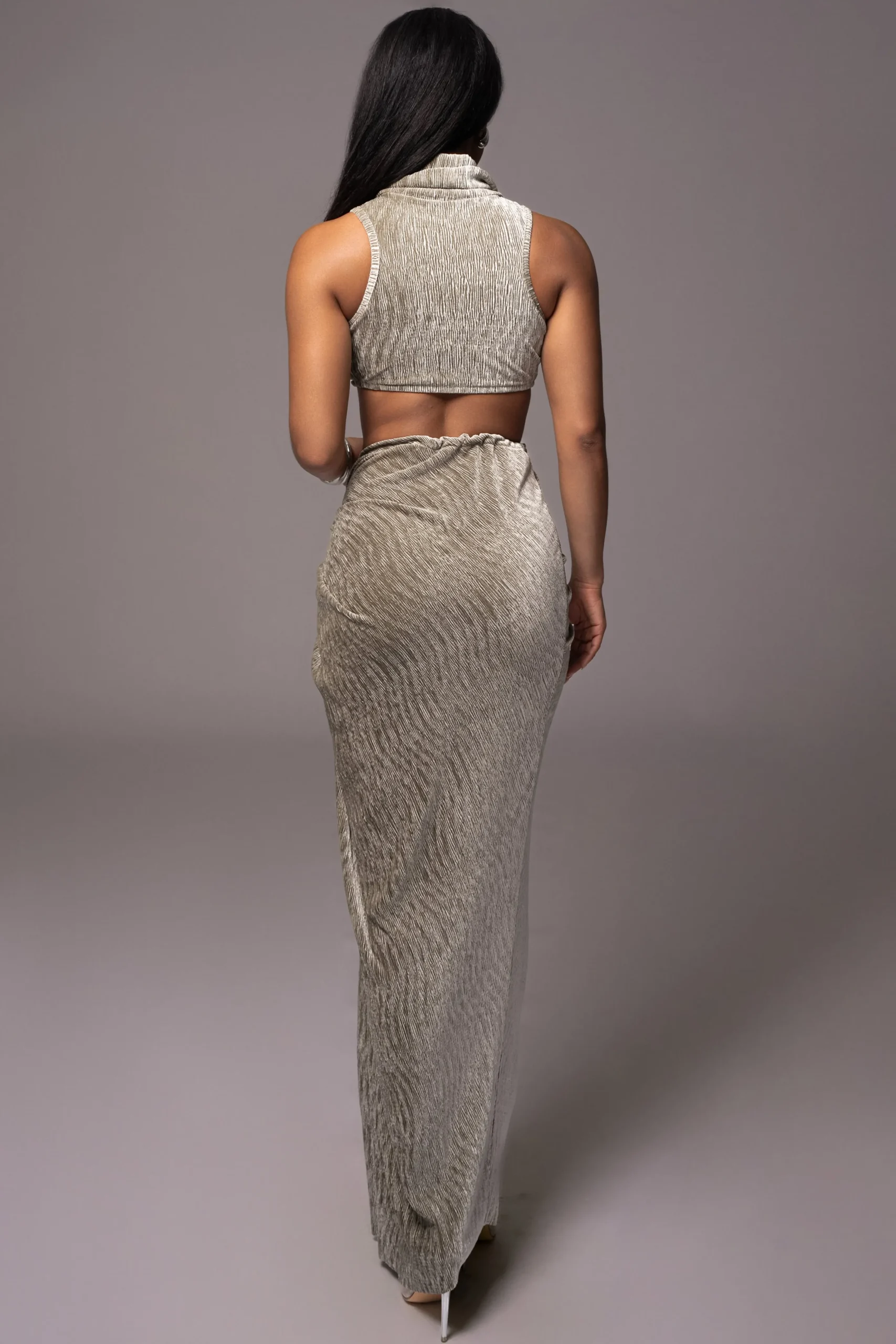 Grey Chosen One Velvet Skirt Set