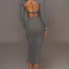 Grey Danni Ribbed Maxi Dress