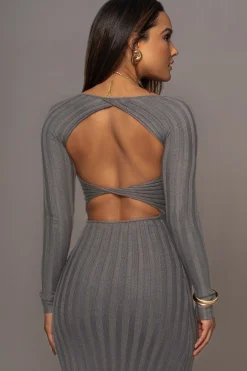 Grey Danni Ribbed Maxi Dress