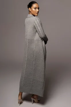 Grey Evana Cable Knit Cardigan