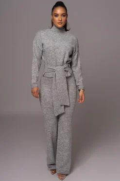 Grey Ivy Sweater Knit Pant Set