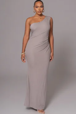 Grey Kianna Drape Maxi Dress