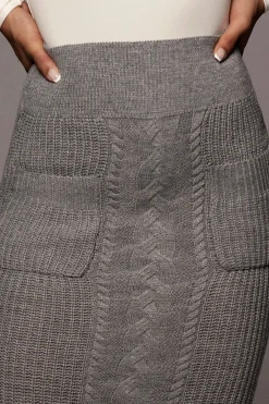 Grey Missy Cable Sweater Midi Skirt