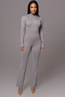 Grey Noel Sweater Knit Jumpsuit