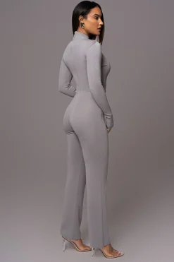 Grey Noel Sweater Knit Jumpsuit