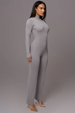 Grey Noel Sweater Knit Jumpsuit