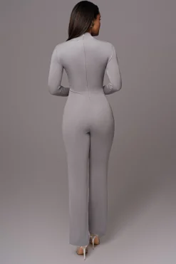 Grey Noel Sweater Knit Jumpsuit