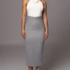 Grey Nostalgia High Waist Skirt