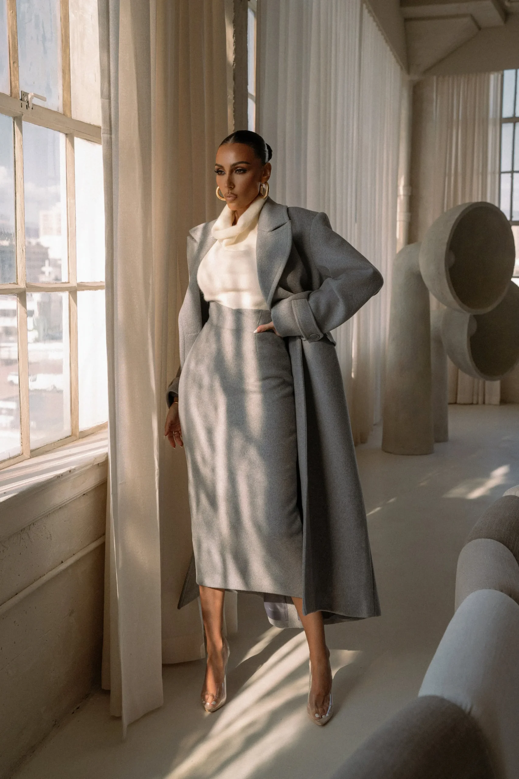 Grey Nostalgia High Waist Skirt