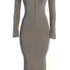 Grey Pollie Midi Dress