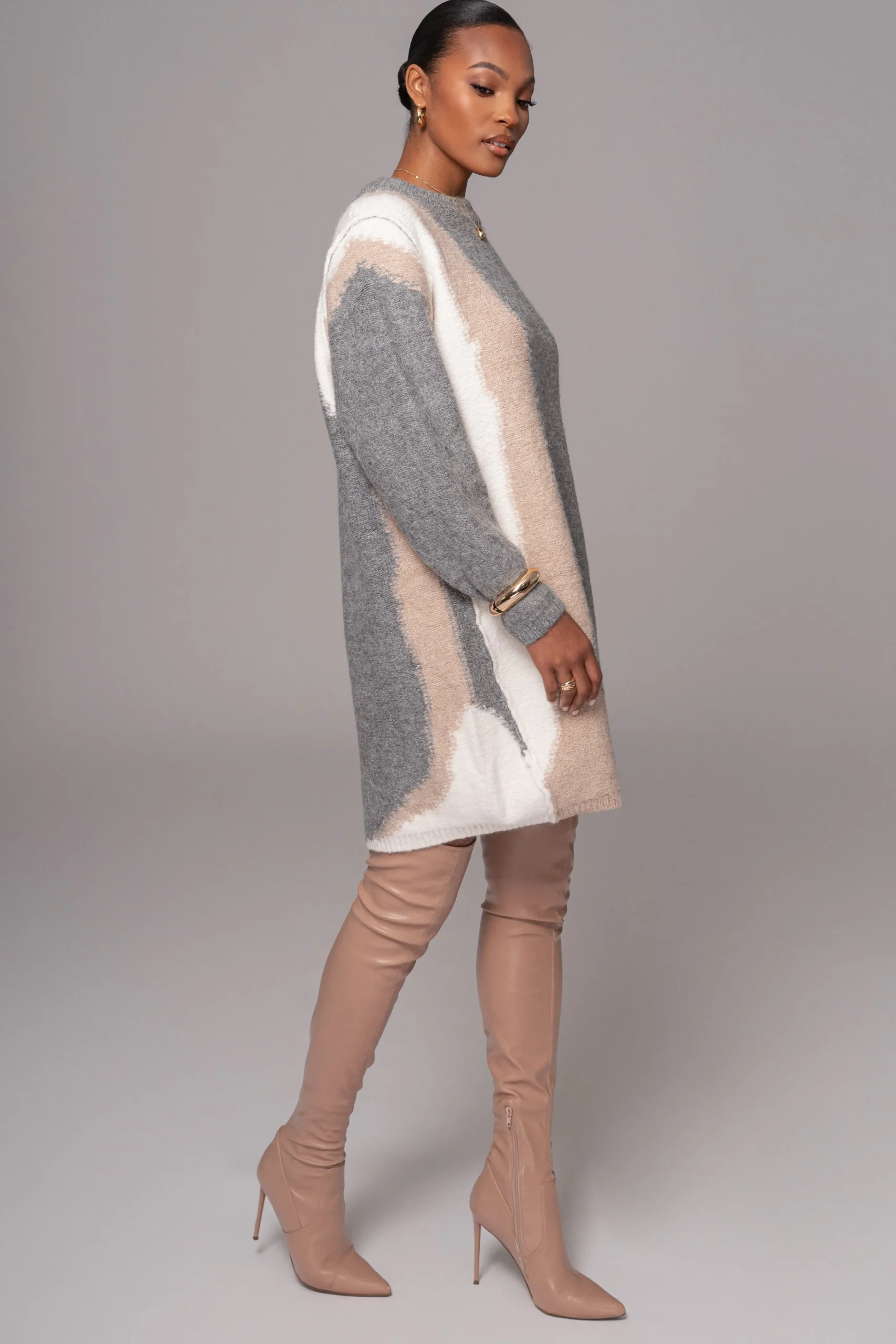 Grey Tash Sweater Knit Dress
