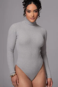 Heather Grey Arlett Turtleneck Bodysuit