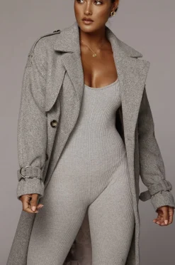 Heather Grey Beverly Trench Coat