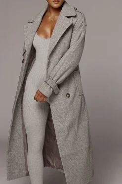 Heather Grey Beverly Trench Coat