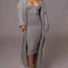Heather Grey Upstate Cable Knit Cardigan