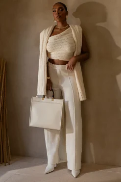 Ivory Back In Business Knit Trousers