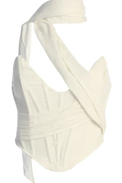 Ivory Coastal Bliss Linen Bustier