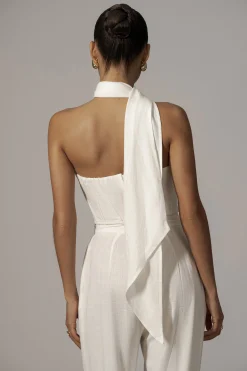 Ivory Coastal Bliss Linen Bustier