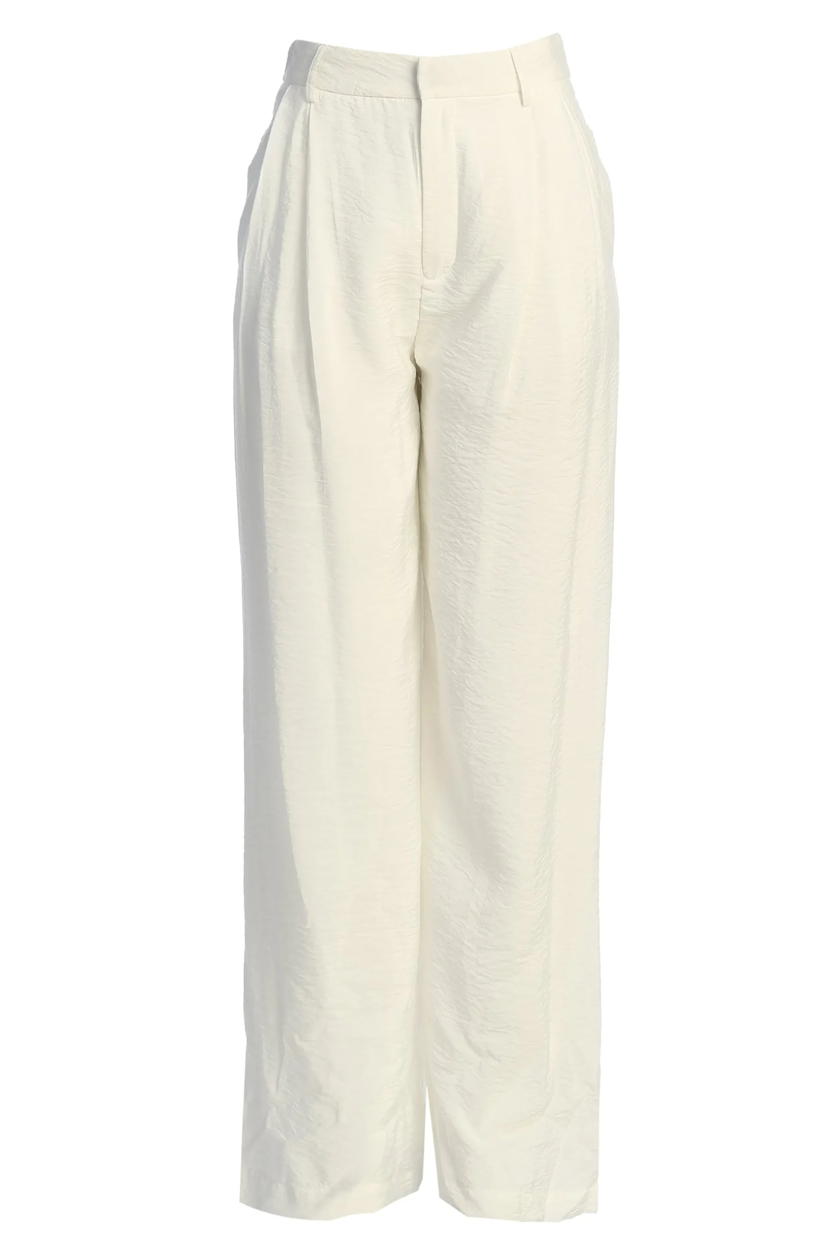 Ivory Drew Crinkled Trousers