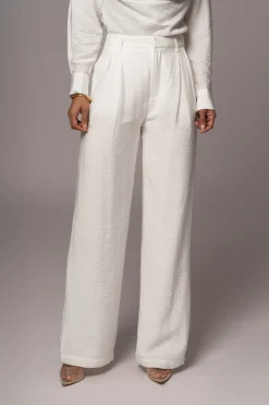 Ivory Drew Crinkled Trousers