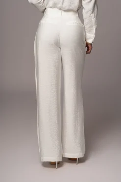Ivory Drew Crinkled Trousers