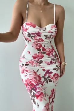 Ivory Floral Slinky Visions Of You Maxi Dress