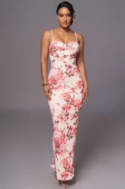 Ivory Floral Slinky Visions Of You Maxi Dress