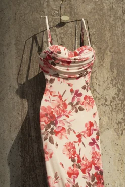 Ivory Floral Slinky Visions Of You Maxi Dress