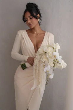Ivory Jamie Plunge Maxi Dress