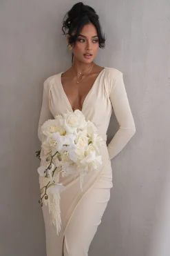 Ivory Jamie Plunge Maxi Dress