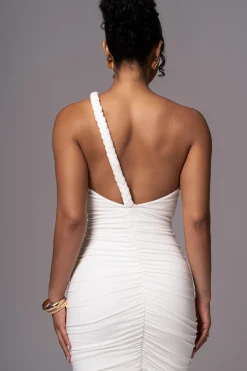 Ivory Jess Ruched Midi Dress
