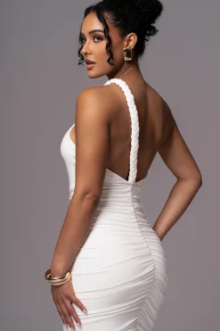 Ivory Jess Ruched Midi Dress
