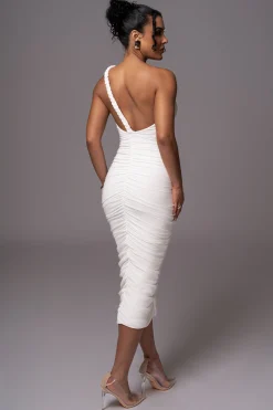 Ivory Jess Ruched Midi Dress
