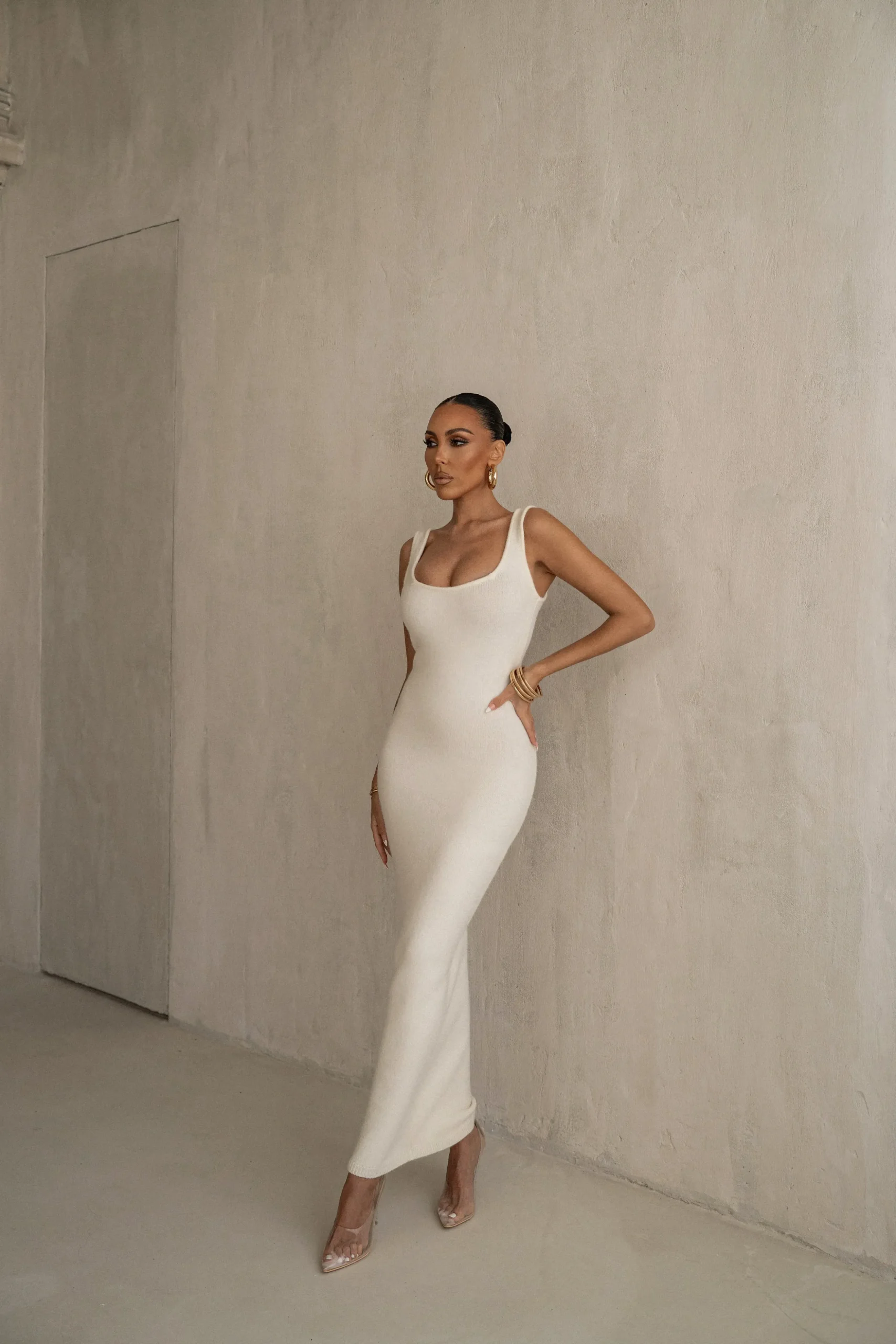 Ivory Karolina Knit Maxi Dress