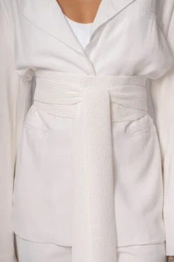 Ivory Lagos Knit Belt