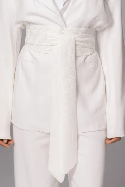 Ivory Lagos Knit Belt