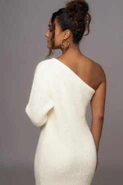 Ivory Long Knit Sweater Dress
