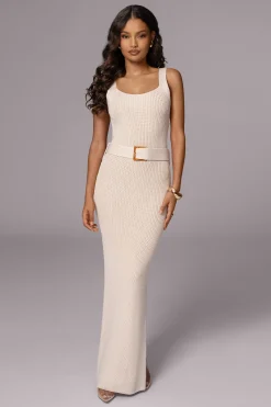 Ivory Moonrise Ribbed Maxi Dress