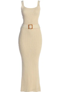 Ivory Moonrise Ribbed Maxi Dress