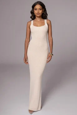 Ivory Moonrise Ribbed Maxi Dress
