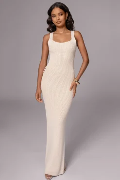 Ivory Moonrise Ribbed Maxi Dress