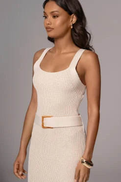Ivory Moonrise Ribbed Maxi Dress