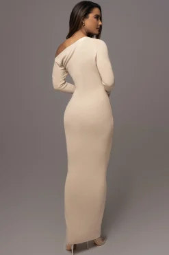 Ivory Night Shimmers Asymmetrical Maxi Dress