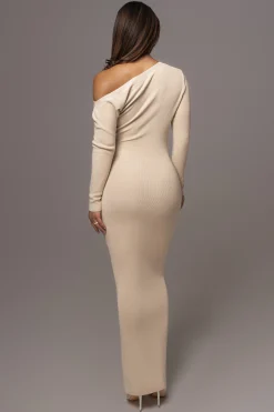 Ivory Night Shimmers Asymmetrical Maxi Dress