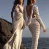 Ivory Odelia Crinkled Maxi Dress