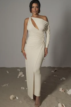 Ivory Odelia Crinkled Maxi Dress