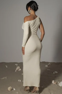 Ivory Odelia Crinkled Maxi Dress