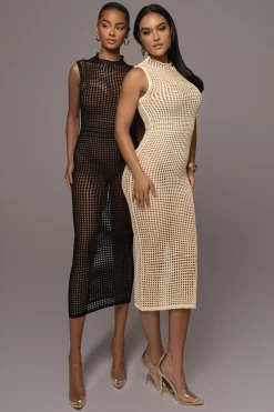 Ivory Pacific Tides Crochet Maxi Dress